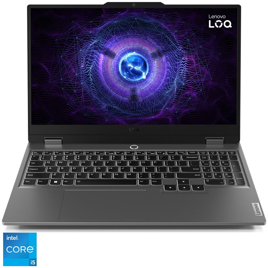 Laptop Gaming Lenovo LOQ 15IAX9 cu procesor Intel® Core™ i5-12450HX pana la 4.40 GHz, 15.6 FHD IPS, 144Hz, 16GB DDR5, 1TB SSD, NVIDIA® GeForce RTX™ 2050 4GB GDDR6, No OS