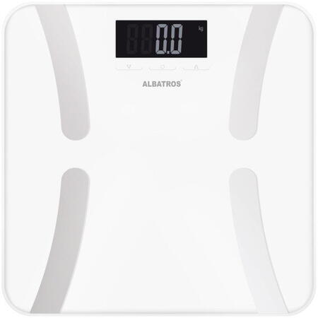 Cantar de baie cu analizator corporal HARMONY, Greutate maxima 180 kg, Oprire automata, Alb