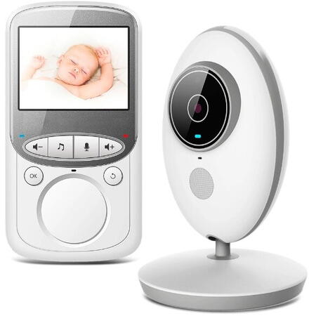 Baby Monitor EHM003, Camera Audio-Video Wireless Pentru Supraveghere Bebe, Ecran HD XXL 2.4 Inch LCD, Senzor Sunet, Mod Vedere Nocturna Infrarosu, Talk-Back, Monitorizare Temperatura, Cantece de Leagan