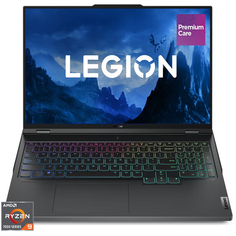 Laptop Lenovo Gaming 16'' Legion Pro 7 16ARX8H, WQXGA IPS 240Hz G-Sync, Procesor AMD Ryzen™ 9 7945HX (64M Cache, up to 5.4 GHz), 32GB DDR5, 1TB SSD, GeForce RTX 4090 16GB, No OS, Onyx Grey, 3Yr Onsite Premium Care