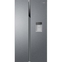 Frigider Side by side Haier HSR3918EWPG, 521 l, Total NoFrost, Multi Air Flow, Display, Super Cooling, Super Freezing, Dozator apa, Clasa E, H 177 cm, Argintiu