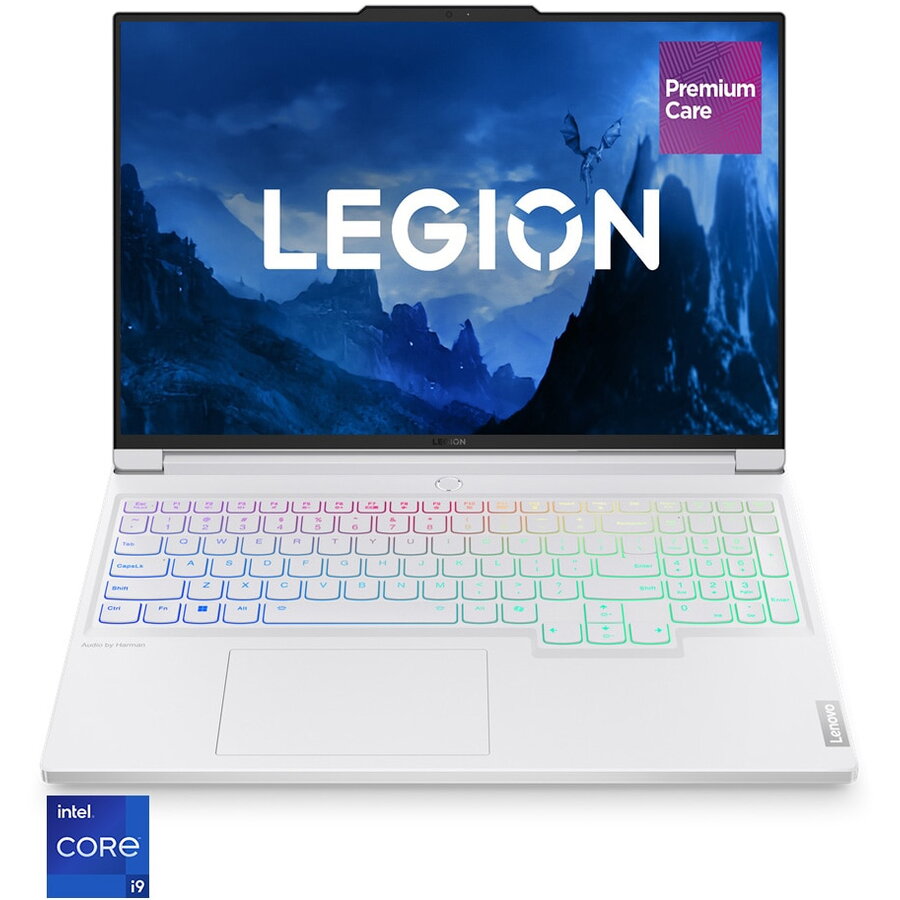 Laptop Gaming Lenovo Legion 7 16IRX9 cu procesor Intel® Core™ i9-14900HX pana la 5.8 GHz, 16, 3.2K, IPS, 165Hz, 32GB DDR5, 1TB SSD, NVIDIA GeForce RTX 4060 8GB GDDR6, No OS, Glacier White, 3y on-site Premium Care