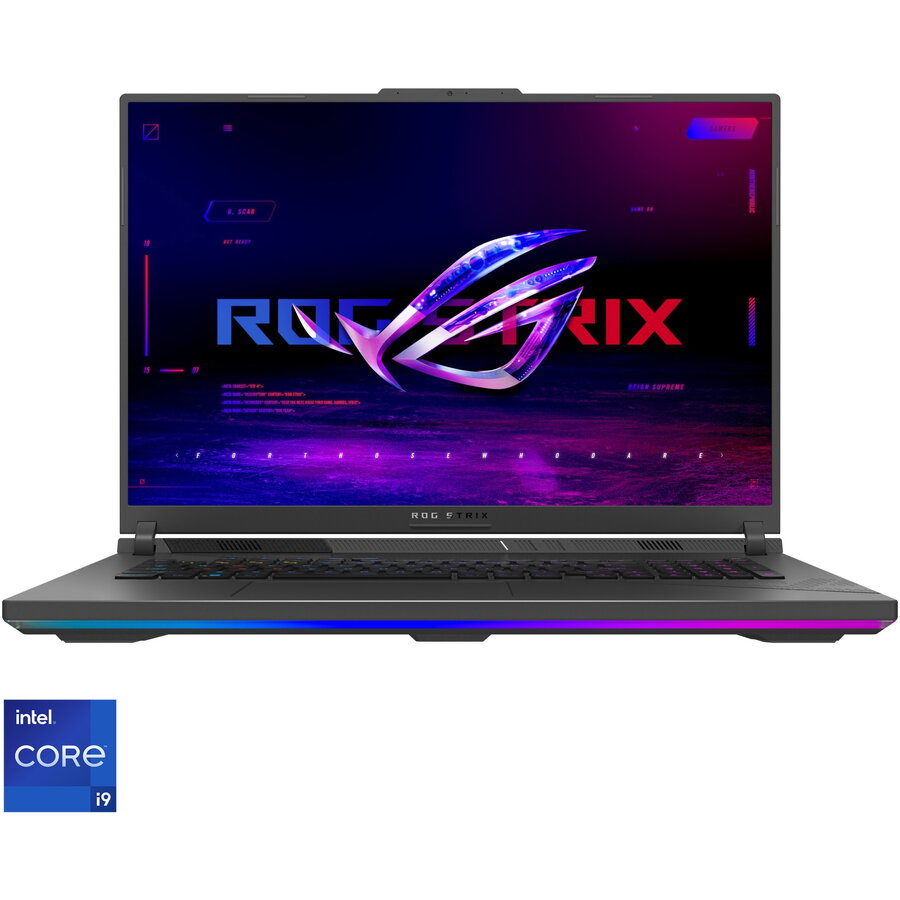 Laptop Gaming ASUS ROG Strix G18 G814JVR cu procesor Intel® Core™ i9 14900HX pana la 5.8 GHz, 18, QHD+, IPS, 240Hz, 32GB DDR5, 2TB SSD, NVIDIA® GeForce RTX™ 4060 8GB GDDR6 TGP 140W, No OS, Eclipse Gray
