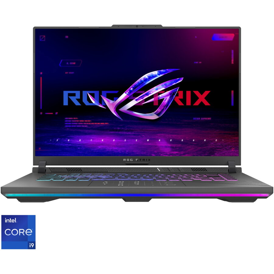 Laptop Gaming ASUS ROG Strix G16 G614JVR cu procesor Intel® Core™ i9 14900HX pana la 5.8 GHz, 16, QHD+, IPS, 240Hz, 32GB DDR5, 1TB SSD, NVIDIA® GeForce RTX™ 4060 8GB GDDR6 TGP 140W, No OS, Eclipse Gray