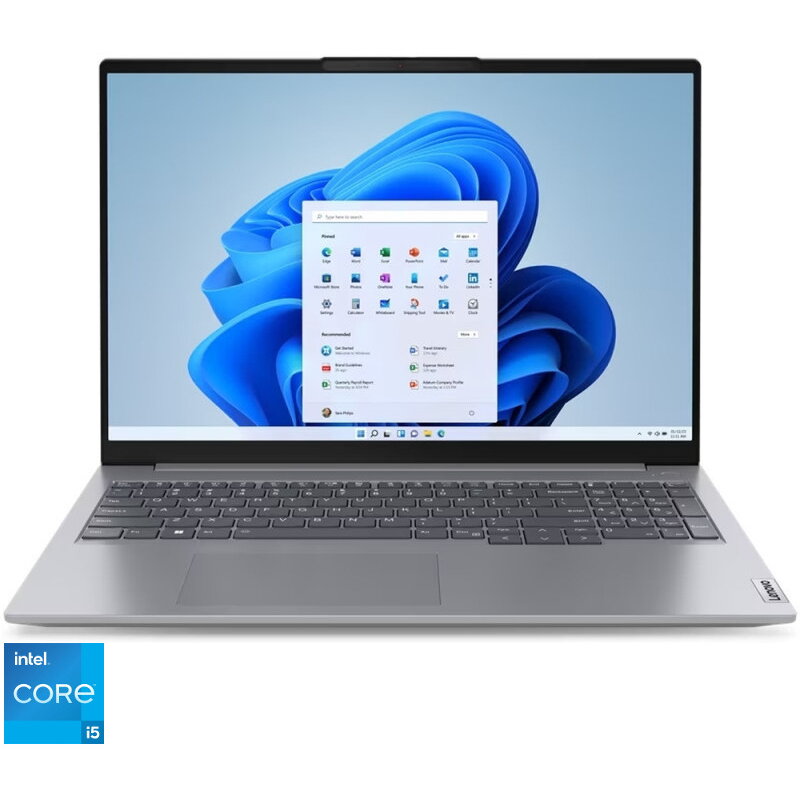 Laptop Lenovo ThinkBook 16 G6 IRL cu procesor Intel® Core™ i5-1335U pana la 4.6 GHz, 16, WUXGA, IPS, 16GB DDR5, 1TB SSD, Intel® UHD Graphics, Windows 11 Pro, Arctic Grey, 3Y Courier/Carry-in upgrade