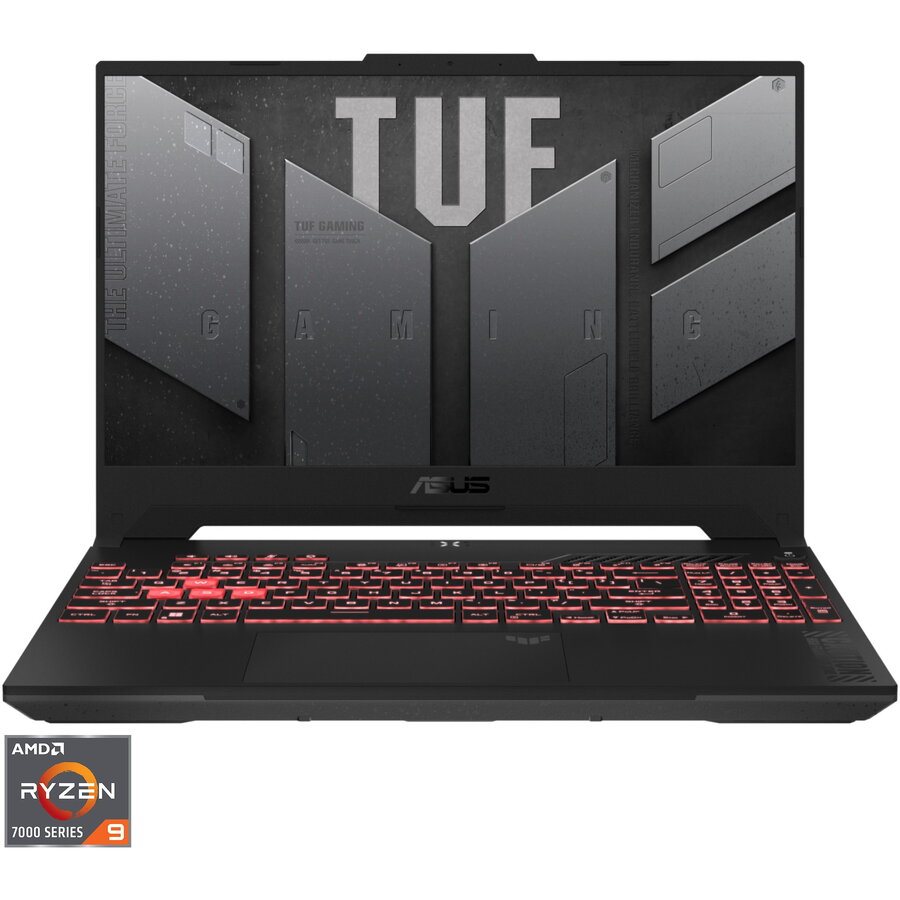 Laptop Gaming ASUS TUF A15 FA507XI cu procesor AMD Ryzen™ 9 7940HS pana la 5.20 GHz, 15.6, Full HD, IPS, 144Hz, 16GB, 512GB SSD, NVIDIA® GeForce RTX™ 4070 8GB GDDR6 TGP 140W, No OS, Mecha Gray