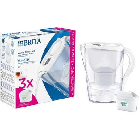 Starter pack cana filtranta Brita Marella, 2,4L, alba + 3 filtre Maxtra PRO