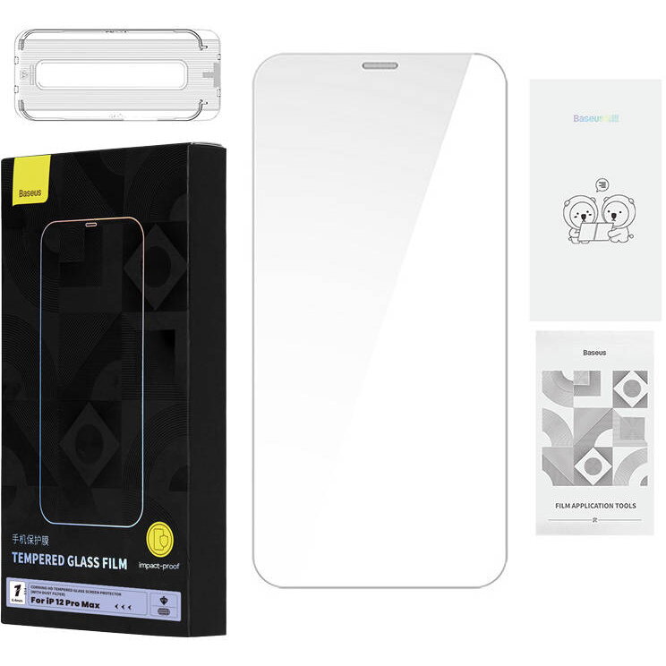 Tempered Glass Baseus 0.4mm Iphone 12 Pro MAX + cleaning kit
