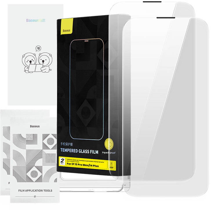 Tempered Glass Baseus Corning for iPhone 13 Pro Max/14 Plus with built-in dust filter