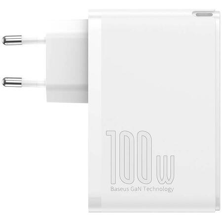 Travel Charger Baseus GaN2 Pro Quick  2x USB + 2x USB-C, 100W, EU (white)