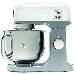 Kenwood Robot de bucatarie KMX750AW, 1000 W, vas inox 5 L, 6 trepte viteza, 3 accesorii patiserie, alb/argintiu