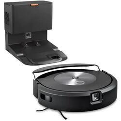 Robot aspirator cu mop+baza descarcare iRobot Roomba Combo j7+ c7558, 26Wh, camera frontala, evita obstacole, aplicatie, 10 harti, bariere virtuale, golire automata, WiFi, Alexa&Google, senzori scari, gri