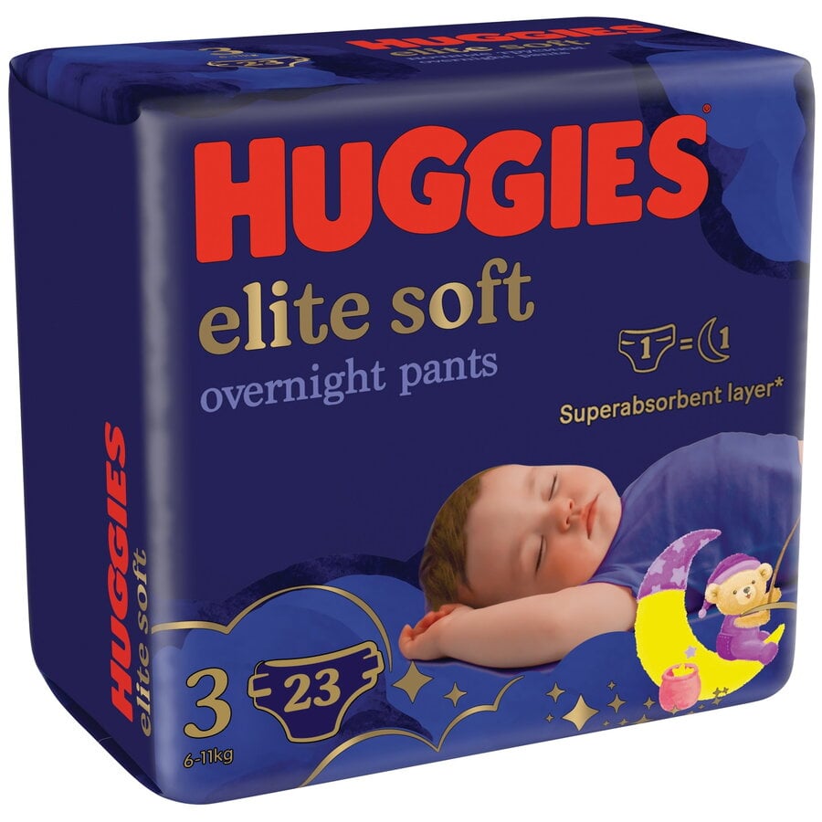 Scutece chilotel de noapte Huggies Elite Soft Pants Overnight 3, 6-11 kg, 23 buc