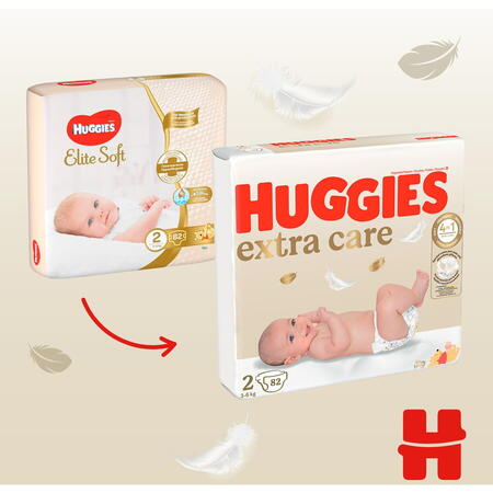 Scutece Huggies Extra Care 2, Mega, 3-6 kg, 82 buc