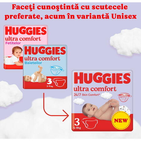 Scutece Huggies Ultra Comfort Mega 3, 5-9 kg, 78 buc