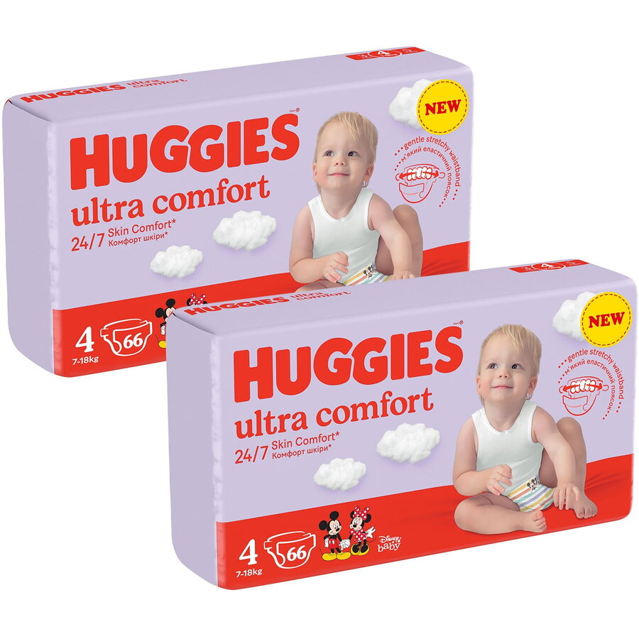 Scutece Huggies Ultra Comfort Mega UNISEX 4, 7-18 kg, 132 buc