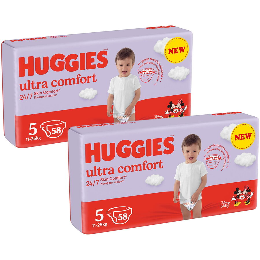 Scutece Huggies Ultra Comfort Mega UNISEX 5, 11-25 kg, 116 buc