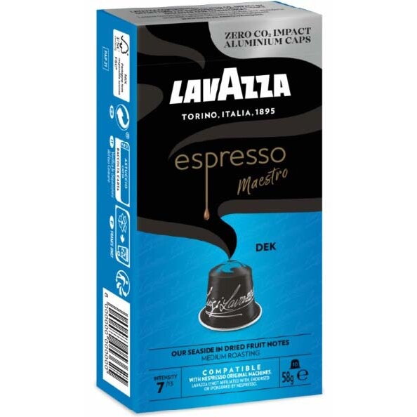 Cafea capsule Lavazza Decaffeinato, compatibile Nespresso, aluminiu, 10x5,7g