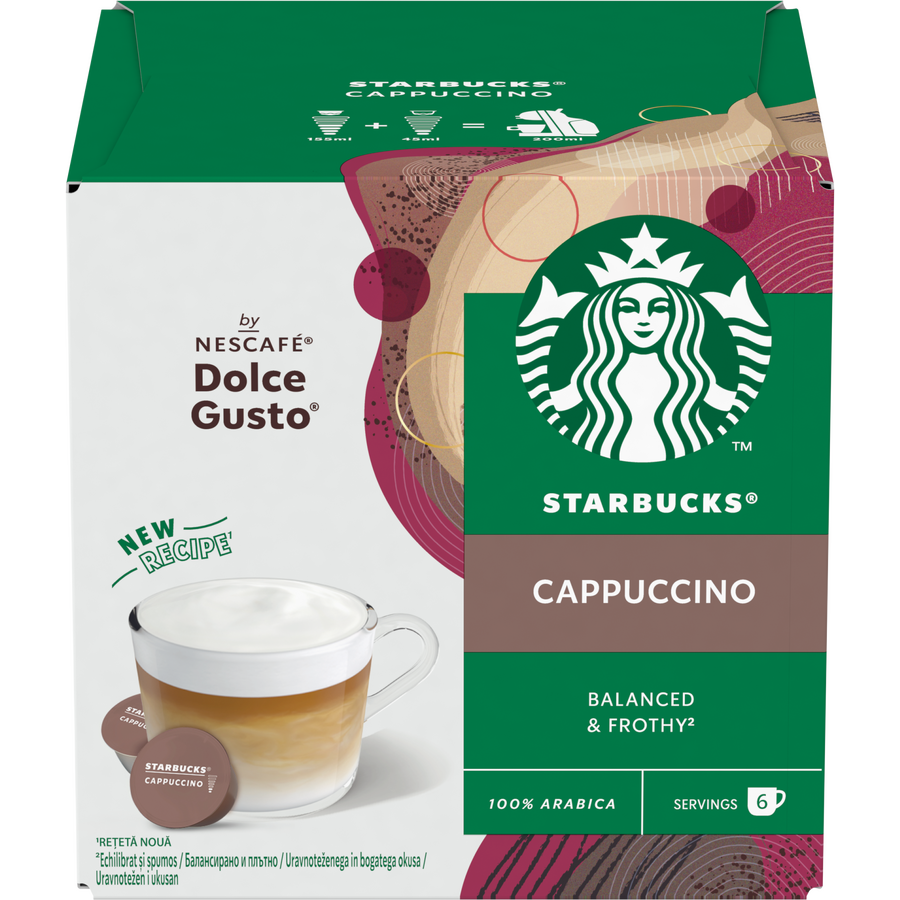 Capsule cafea Starbucks Cappuccino by Nescafé Dolce Gusto, 12 capsule, 6 bauturi, 120g