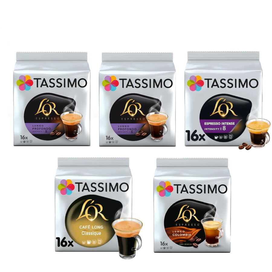 Set 5X Capsule cafea Tassimo L'OR Espresso Variety, 4 sortimente, 80 bauturi