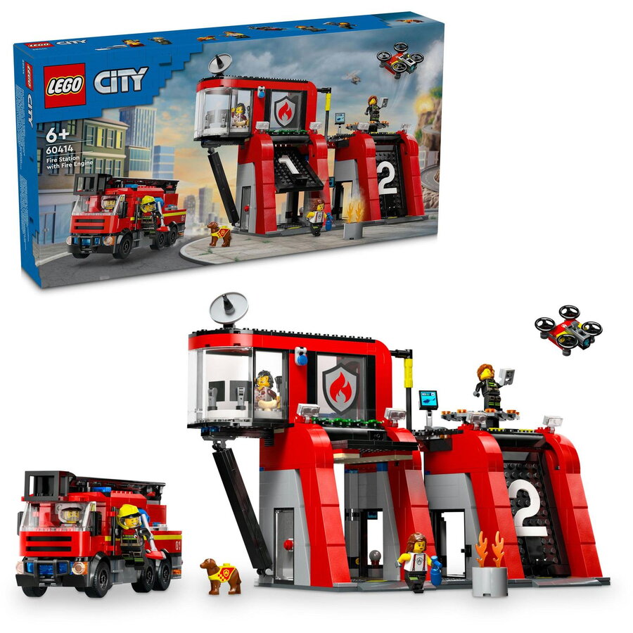 LEGO® City - Statie si camion de pompieri 60414, 843 piese