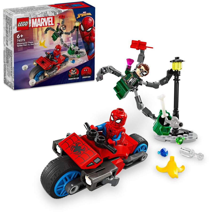 LEGO® Super Heroes - Urmarire pe motociclet: Omul Paianjen vs Doc Ock 76275, 77 piese