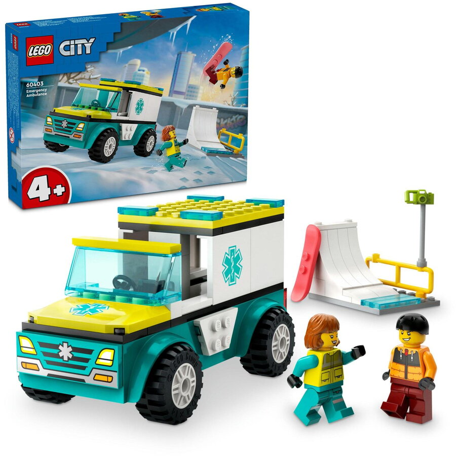 LEGO® City - Ambulanta de urgenta si practicant de snow-boarding 60403, 79 piese