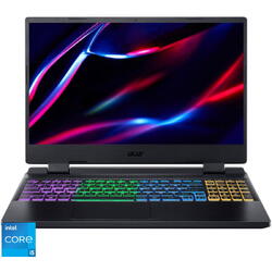 Laptop Acer Gaming 15.6'' Nitro 5 AN515-58, FHD IPS 144Hz, Procesor Intel® Core™ i5-12450H (12M Cache, up to 4.40 GHz), 16GB DDR4, 512GB SSD, GeForce RTX 3050 4GB, No OS, Obsidian Black