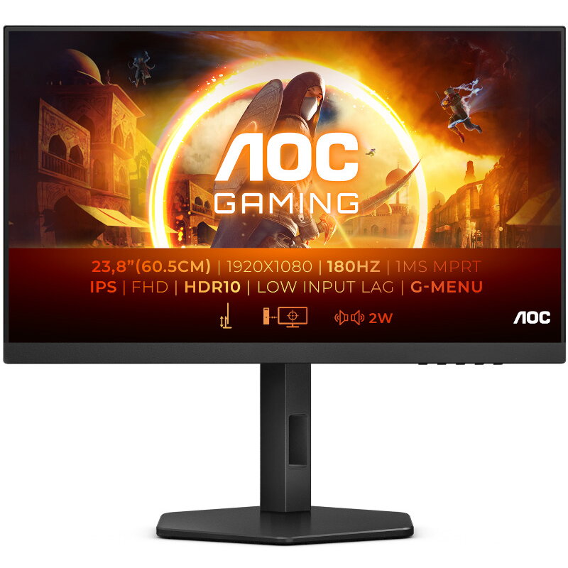Monitor LED AOC Gaming 24G4X 23.8 inch FHD IPS 0.5 ms 180 Hz HDR G-Sync Compatible