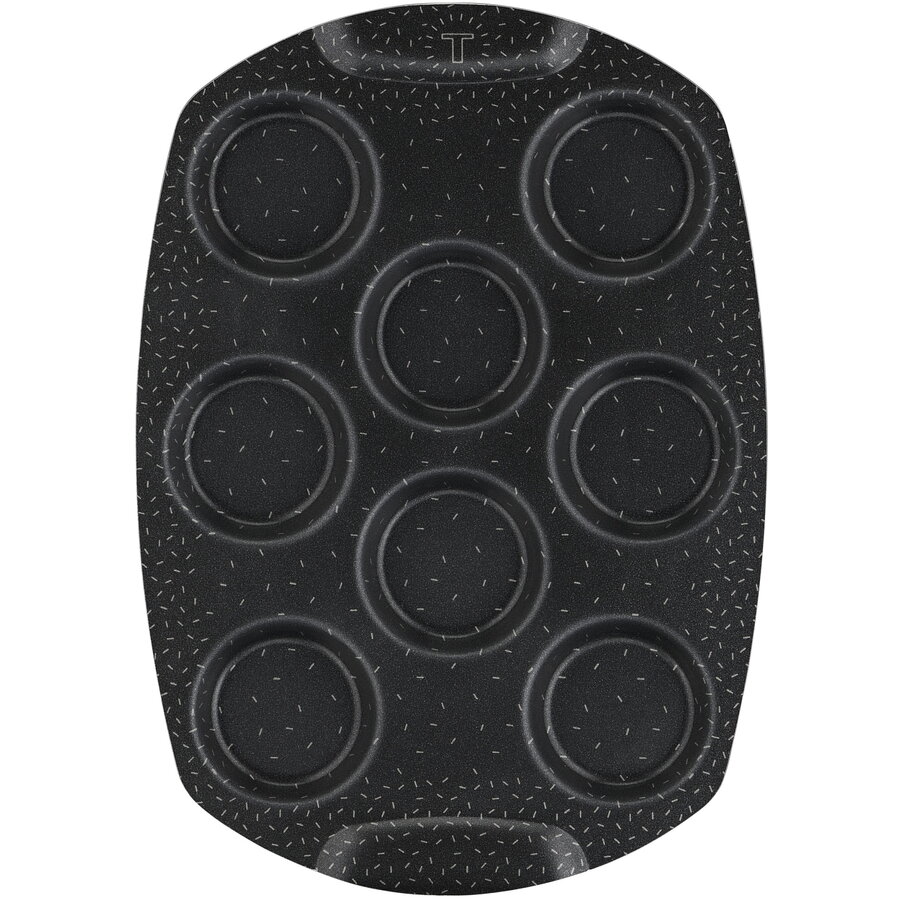 Forma de copt Tefal PerfectBake Mini Quiche, aluminiu reciclat, invelis antiaderent, 21x29 cm, negru & maro