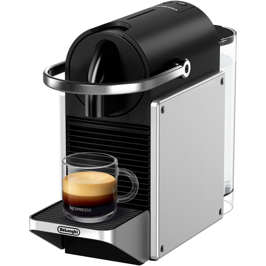 Espressor Nespresso De'Longhi Pixie EN127.S PIXIE, 0132193843, 19 bar, incalzire rapida 25 secunde, oprire automata, capacitate rezervor de apa 0.7 l, argintiu