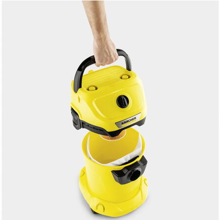Aspirator multifunctional Karcher WD 3 V-17/4/20 1.628-127.0, Aspirare umeda si uscata, 17 l, Furtun 2 m, 1000 W, Sac filtru din hartie, Functie de suflare, Galben/Negru