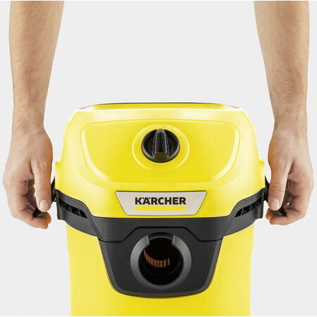 Aspirator multifunctional Karcher WD 3 V-17/4/20 1.628-127.0, Aspirare umeda si uscata, 17 l, Furtun 2 m, 1000 W, Sac filtru din hartie, Functie de suflare, Galben/Negru