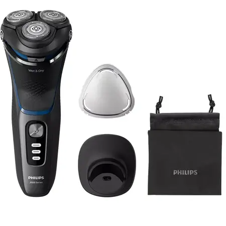 Aparat de ras PHILIPS Seria3000 S3344/13, Wet&Dry, autonomie 60 min, 3 elemente de taiere, negru