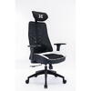 Scaun gaming Serioux Kyrian, Textil, Alb/Negru