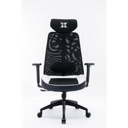 Scaun gaming Serioux Kyrian, Textil, Alb/Negru