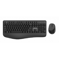 Kit wireless tastatura + mouse Serioux, office, design ergonomic, negru
