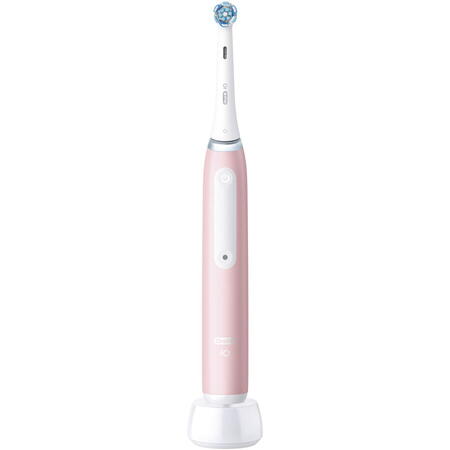 Periuta de dinti electrica Oral-B iO3 cu Tehnologie Magnetica si Micro-Vibratii, Senzor de presiune Smart, 3 moduri, 1 capat, Roz