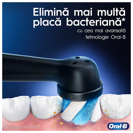 Periuta de dinti electrica Oral-B iO3 cu Tehnologie Magnetica si Micro-Vibratii, Senzor de presiune Smart, 3 moduri, 1 capat, Roz