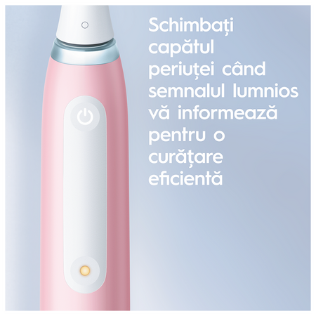 Periuta de dinti electrica Oral-B iO3 cu Tehnologie Magnetica si Micro-Vibratii, Senzor de presiune Smart, 3 moduri, 1 capat, Roz