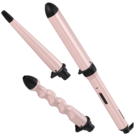 Ondulator de par Multistyler Curl&Wave BaByliss MS750E, Invelis Ceramic, 3 accesorii , Roz