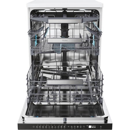 Masina de spalat vase Haier XF 6B2M3PW, 16 seturi, 10 programe, Clasa B, Motor Inverter, WiFi, H-Spray Arm, Flex Zone, Part Light, Powerwash, Automatic Open Door, 60 cm, Alb