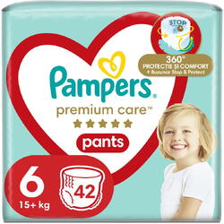 Scutece-chilotel Pampers Premium Care Pants Mega Box Marimea 6, 15+ kg, 42 buc