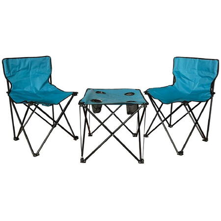 Set masa + 2 scaune pliabile camping DSC001, Albastru inchis 