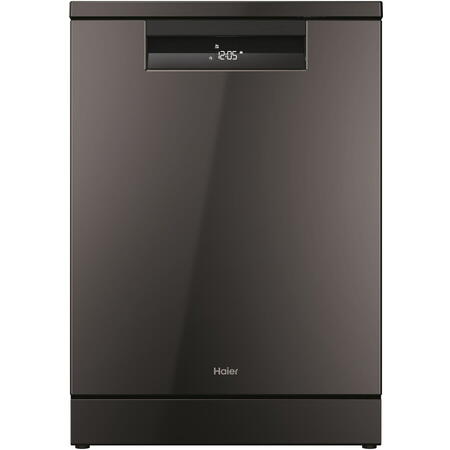 Masina de spalat vase Haier XF 4A4M4PA, 14 seturi, 10 programe, Clasa A, Motor Inverter, WiFi, 10 programe, H-Spray Arm, Flex Zone, Part Light, Powerwash, Automatic Open Door, 60 cm, Antracit