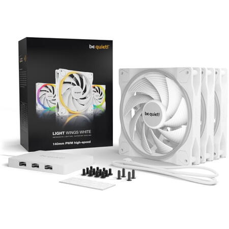 Ventilator / radiator be quiet! LIGHT WINGS White RGB 140mm PWM High-Speed Three Fan Pack