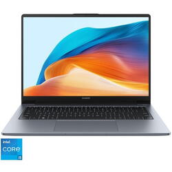 Laptop Huawei Matebook D 14 cu procesor i5-1240P pana la 4.40GHz, 14'', IPS, 16GB LPDDR4x, 512GB SSD, Intel® Iris® Xe Graphics, Windows 11 Home, Space Gray