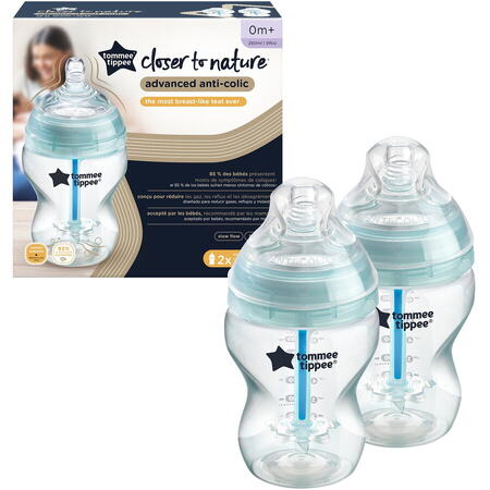 Biberon anticolici PP Tommee Tippee cu sistem de ventilatie, 2 buc, 260 ml