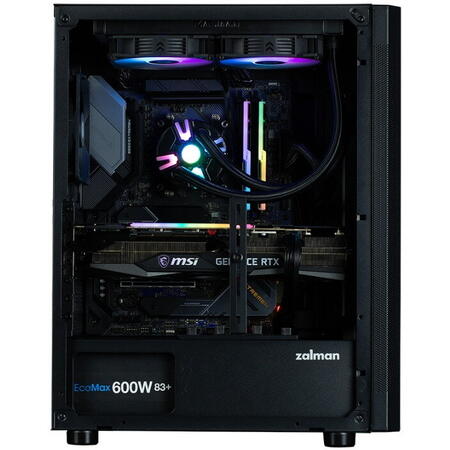 CARCASA Zalman "i4", middle tower, office, fara sursa, suporta 8xfan, 6xfan inclus, PSU shroud, USB 3.1 gen1 x 2, USB 2.0 x 1, audio+mic, 7+2 sloturi expansiune, negru, "i4 Black" (timbru verde 0.24lei)