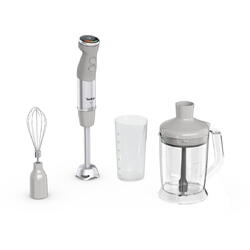Mixer vertical Tefal Quickchef+ HB67MB30, 1000W, 20 trepte de viteza, functie Turbo, tocator 1000 ml, pahar de masurat 800ml, tel, inox, 4 lame Powelix, gri & argintiu